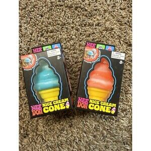 [1 PC] NeeDoh Nice Cream Cone Squishy Toy NEW - Orange OR Blue